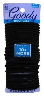 Goody #16712 Ouchless Braided Elastics 32 Count Black (3in)