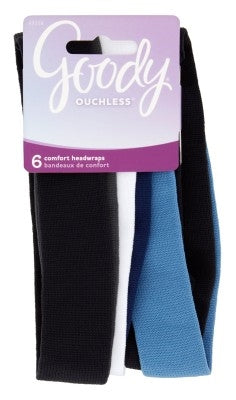 Goody #47326 Ouchless Comfort Nylon Headwraps 6 Count (3in)