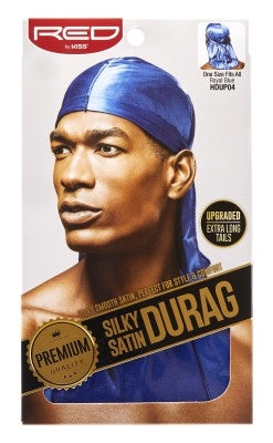 Kiss Red Durag Silky Satin Royalblue Xtra Long Tail(12in)