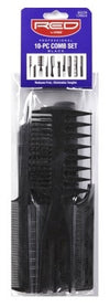 Kiss Red Pro Comb 10-Piece Set (Black)