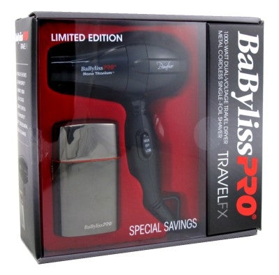 Babyliss Pro Nano Titanium Dryer Bambino+Shaver Travelfx