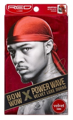 Kiss Red Durag Bow Wow Power Wave Velvet Burgundy (3in)