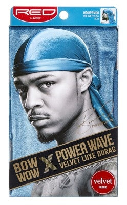 Kiss Red Durag Bow Wow Power Wave Velvet Blue (3in)