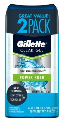 Gillette Deodorant Twin Pack Power Rush 3.8oz Clear Gel