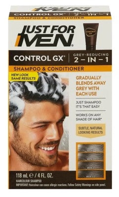 Just For Men Control Gx 4oz Shampoo 2-N-1 Grey Reduce Boxd