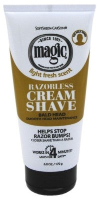 Magic Razorless Cream Shave Bald Head 6oz Tube