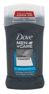 Dove Deodorant 3oz Mens Clean Comfort 1/4 Moisturizer