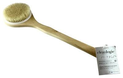 Clean Logic Wooden Handle Bristle Bath Brush