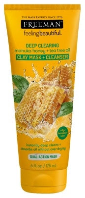 Freeman Facial Manuka Honey + Tea Tree Clay Mask+Cleansr 6oz