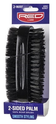 Kiss Red Pro Brush Palm 2-Side Bristles (6in) 100% Boar