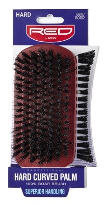 Kiss Red Pro Brush Hard Curved Palm (6in) Boar