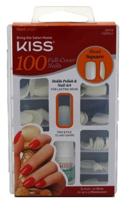 Kiss 100 Full Cover Nails Short Square (Short Length)