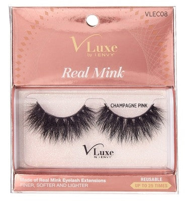 Kiss Vluxe Real Mink Lashes Champagne Pink