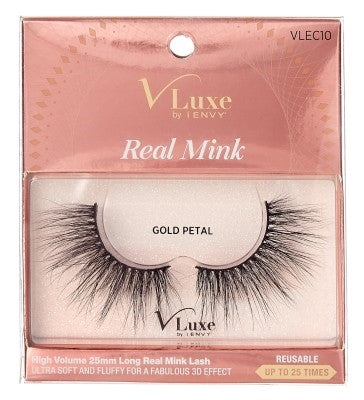 Kiss Vluxe Real Mink Lashes Gold Petal