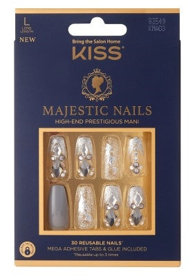 Kiss Majestic Nails Long Length Silver