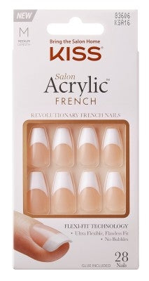 Kiss Salon Acrylic 28 Count Nails French Medium Length