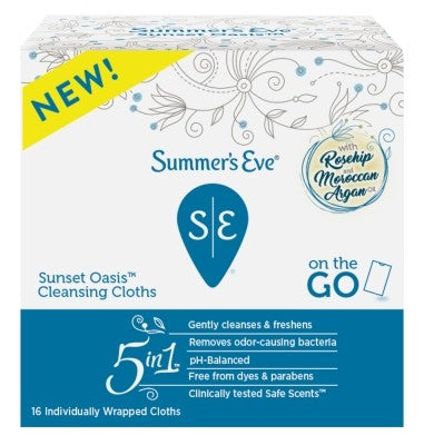 Summers Eve Cleansing Cloths 16 Count Sunset Oasis