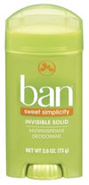 Ban Deodorant 2.6oz Invisible Solid Sweet Simplicity