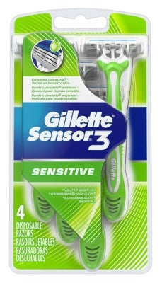 Gillette Mens Sensor 3 Sensitive Disposable 4 Count